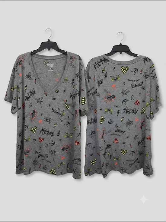 Torrid Curve Tops - Torrid Heritage Goth Graphic Slub Jersey V-Neck Pocket Tee